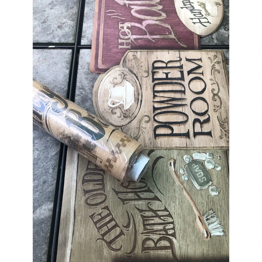 York Antique Bathroom Soap Powder Room Bathhouse Primitive Wallpaper Border 2